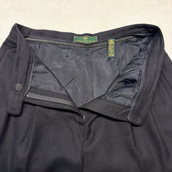 Embassy Row Pure Wool High Rise Pleated Trouser Pants Navy Womens Size 16 - Picture 5 of 11